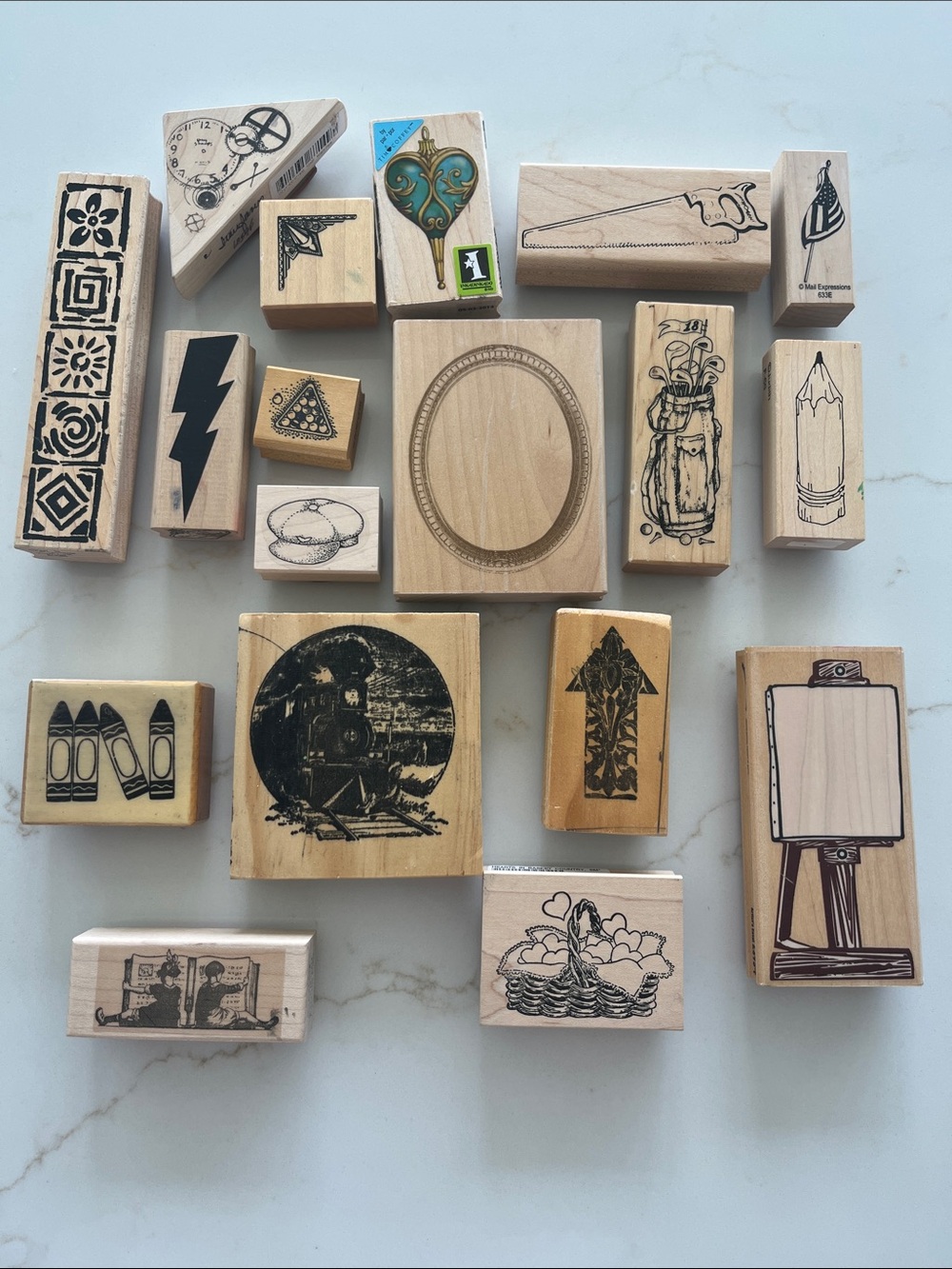 Assorted Wooden Rubber Stamp Lot